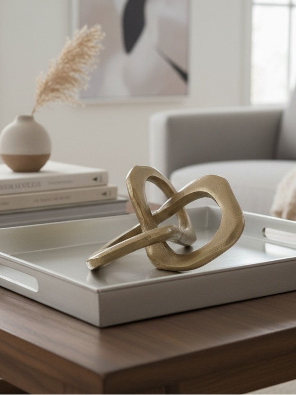 Modern Gold Interlocking Sculpture Accent